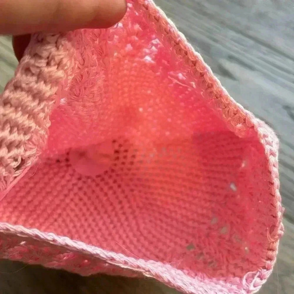 Hand crafted pink crochet girls  hat with heart and fuzzy pom pom - Picture 7 of 8